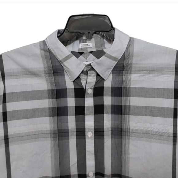 Calvin Klein Gray Black Plaid Button Down Casual Long Sleeve Shirt Men Size XL - Picture 3 of 7